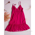 Robe mi-longue couleur rose